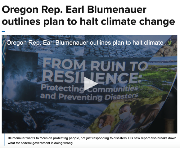 Oregon Rep. Blumenauer outlines plan to halt climate change