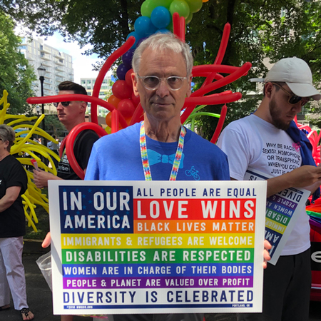 Representative Blumenauer at a Pride event.