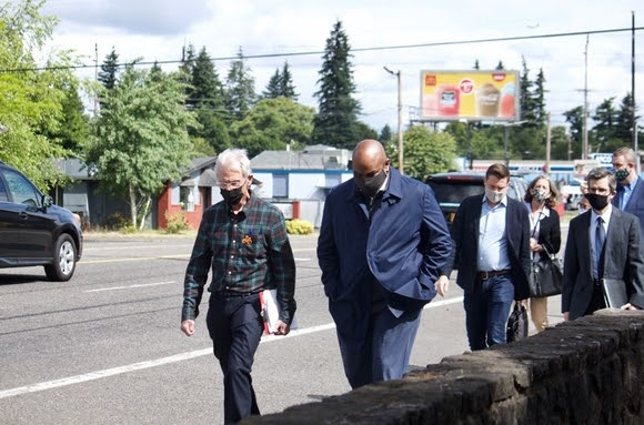 Walking with Mayor Stovall in Gresham